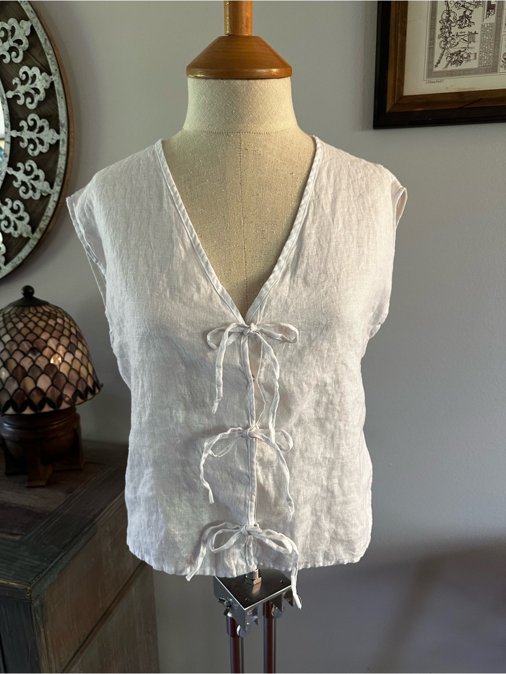 Linen Tie-Front Vest/Top